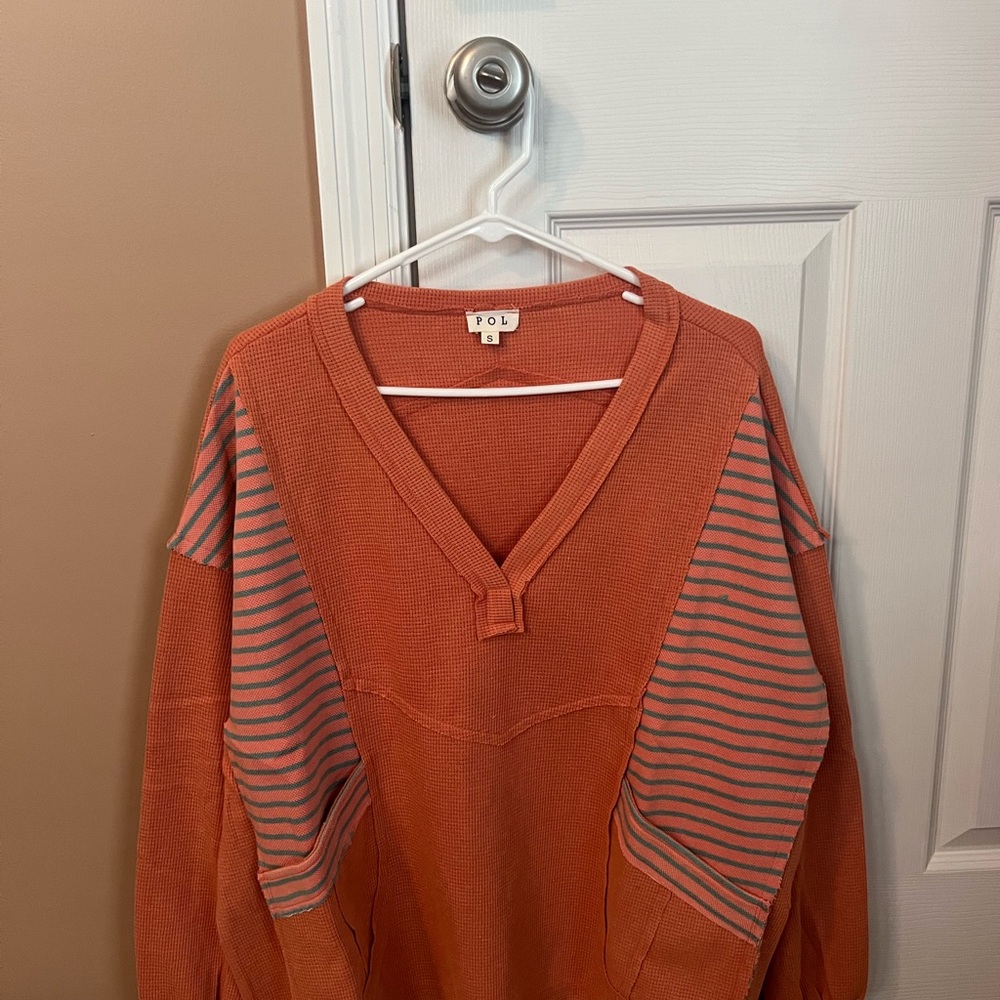 Brand NEW Women’s Coral/Orange POL Shirt Size Small. Oversized.